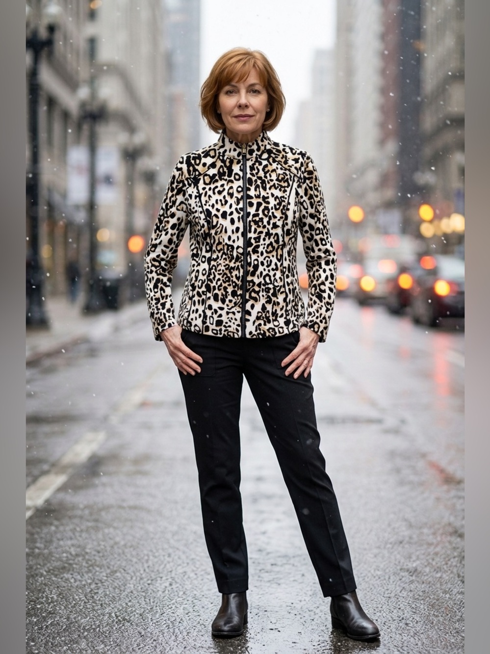 Chicos Zenergy Fully Reversible Jacket Black one side & Animal Print Sz One - Picture 13 of 13
